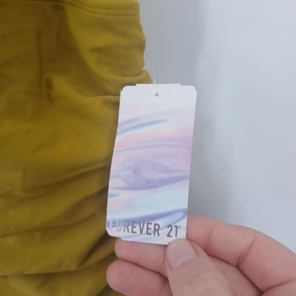 womans forever 21 plus size 2XL one piece swimwear Ruched Halter mustard yellow - Picture 2 of 6